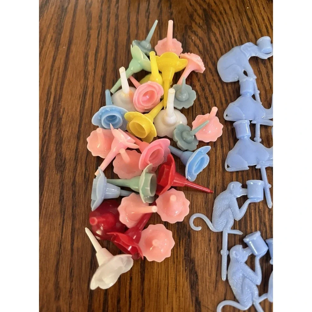 Vintage BIRTHDAY Plastic Candle Holders 1960's Animals Flowers Horse Ballerina